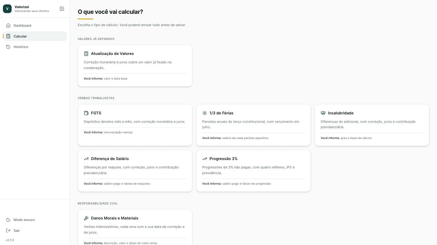 Tela do projeto Valorizei